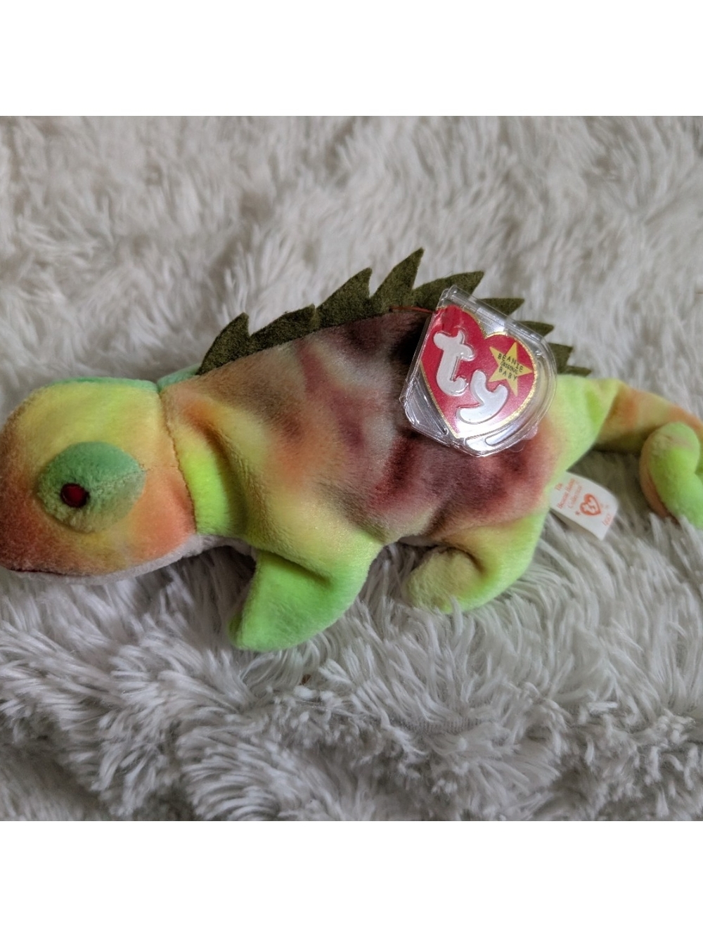 Ty Beanie Baby 1997 Iggy The Chameleon Iguana Plush No Tongue